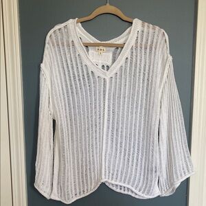 POL Women's Sheer White Knit Blouse NWOT